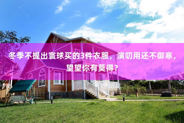 冬季不提出寰球买的3件衣服，演叨用还不御寒，望望你有莫得？